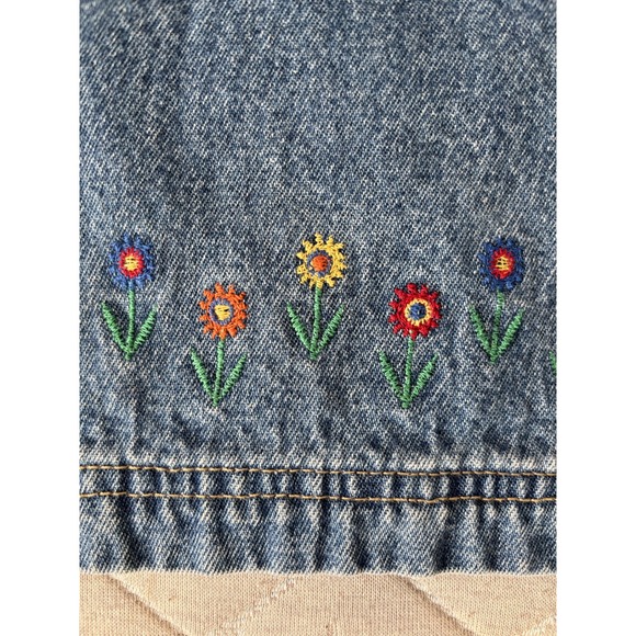 Route 66 Tank Dress Womens Large Blue Denim Floral Embroidered Vintage Overalls - Picture 4 of 7